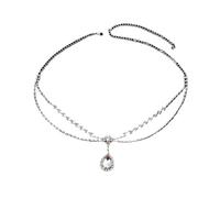Elegante Braut Strass Kopf Kette for Frauen Funkelnden Kristall Wasser Tropfen Anhänger Stirn Kopf Schmuck Kopfschmuck für Frauen Mädchen(Silver)