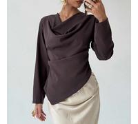 Elegante Damen Bluse mit asymmetrischem Saum, einfarbig, für den Herbst, Frauenkleidung für den Herbst, Outfits für Frauen im Herbst, Herbstkleidung f