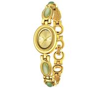 Elegante Damenarmbanduhr Vintage Ausgefallene Uhren Damen Schmales Damenuhr Kleine Diamant Glitzer Strass Analog Quarzuhr Armkette Uhr Beiläufige Farbigen Schmücken Schmuckarmband Armkette Gold Grün