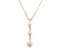 Elegante Halskette aus 585 Rotgold mit Perlen und Zirkonia-Anhänger