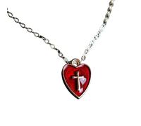 Elegante Halskette mit Kreuz- und Herz-Design, Legierung, tragbares Accessoire für den täglichen Gebrauch und religiöse Veranstaltungen, Party-Zubehör, eine Größe, Wie beschrieben, Wie beschrieben