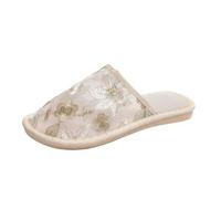 Elegante Hausschuhe mit besticktem Netz-Stirnband für Komfort drinnen und draußen - Stilvolle Brautsandalen aus Strick für Zuhause oder Spaziergänge (White, 43)