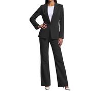 Elegante Hosenanzüge Damen - Anzugjacke Blazer Anzug Set Langarm Nadelstreifen Business Hosenanzug Reverskragen Elegant 2 Teilig Taillierter Freizeitanzug Streetwear Anzughosen Schwarz 3XL