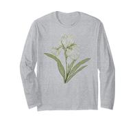 Elegante Iris Blume Botanical Line Art Zeichnung Langarmshirt