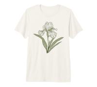 Elegante Iris Blume Botanical Line Art Zeichnung Premium T-Shirt