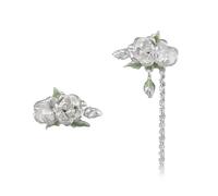 Elegante Jasmin-Ohrringe mit bequemen Fransen, Legierung, Clip-On-Ohrmanschette für Abend und empfindliche Haut, elegante Quasten, Ohrschmuck