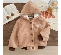 Elegante Kapuzenjacke im französischen Stil für Kleine Mädchen, locker gestrickt aus Kakaofleece mit Knopfleiste vorne, Herbst/Winter