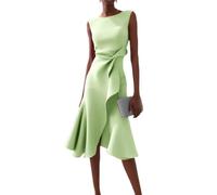 Elegante Kleider Damen Festlich Midikleid A Linie Rüschen Abendkleider Elegant Für Hochzeit Cocktailkleid Ärmellos Midi Kleid Hochzeitsgast Party Etuikleid Business Sommerkleid Frauen Leicht