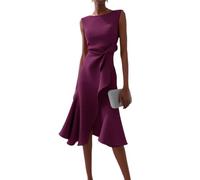 Elegante Kleider Damen Festlich Midikleid A Linie Rüschen Abendkleider Elegant Für Hochzeit Cocktailkleid Ärmellos Midi Kleid Hochzeitsgast Party Etuikleid Business Sommerkleid Frauen Leicht