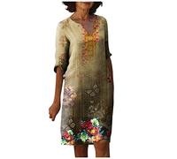 Elegante Kleider Damen Festliche Kleider Für Hochzeit Enges Kleid Damen Lässiges Damen-Blusenkleid a Linien Kleid Damen Sommer Kurzarm Casual V-Ausschnitt Tunika Kleider,Dark Green,S