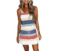 Elegante Kleider Damen Knielang, Damen Sommer Kurzarm Partykleid A-Linie Elegantes Minikleider Frauen Sommerkleid V-Ausschnitt Tunika Kleid Cocktailkleid Boho A-Linie Freizeitkleider Wickelkleid