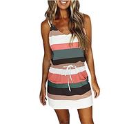 Elegante Kleider Damen Knielang, Damen Sommer Kurzarm Partykleid A-Linie Elegantes Minikleider Frauen Sommerkleid V-Ausschnitt Tunika Kleid Cocktailkleid Boho A-Linie Freizeitkleider Wickelkleid