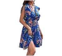 Elegante Kleider Damen Sale Angebote Locker Kleider Freizeitkleid mit Halbärmeln Basic Casual A-Linie Skaterkleid Freizeit Fließendes Kleid Kurzarm Knielang Blumen Leicht Tunika Freizeit Kleid me