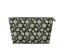 Elegante Make-up-Tasche mit Gänseblümchen-Aufdruck, Kosmetiktasche für Damen, niedlicher Leder-Make-up-Organizer