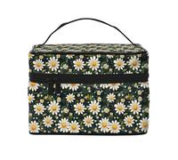 Elegante Make-up-Tasche mit Gänseblümchen-Aufdruck, niedliche Kosmetiktasche für Damen, große Reise-Make-up-Organizer-Tasche