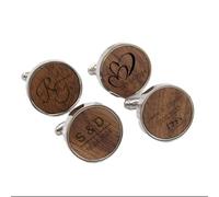 Elegante Manschettenknöpfe aus Holz & Edelstahl mit Gravur nach Wunsch mit Box (Mit Gravur)