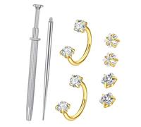 Elegante Nasenringe, Piercing-Set, Edelstahl-Textur mit verschiedenen Designs, Körperschmuck für den täglichen Gebrauch, mit Ringen, 8 Stück, One Size, Wie beschrieben, Wie beschrieben