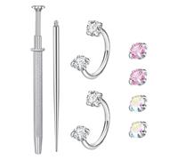 Elegante Nasenringe, Piercing-Set, Edelstahl-Textur mit verschiedenen Designs, Körperschmuck für den täglichen Gebrauch, mit Ringen, 8 Stück, One Size, Wie beschrieben, Wie beschrieben