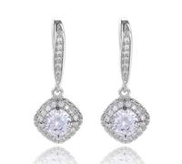 Elegante Ohrhänger für Damen, silberfarben, Mikro-Pavé-Pavé-Fassung aus glänzendem Zirkonia, klassischer Schmuck für Hochzeiten