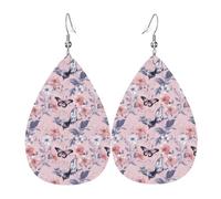 Elegante Ohrringe mit Blumen- und Schmetterlings-Druck für Damen, modische tropfenförmige Leder-Ohrringe für Frauen, trendige, bunte Tränen-Ohrringe