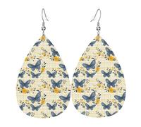 Elegante Ohrringe mit Schmetterlings-Druck für Damen, modische Tropfen-Leder-Ohrringe für Frauen, trendige, bunte Tränen-Ohrringe