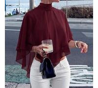 Elegante Pendler-Bluse für Damen mit asymmetrischem doppellagigem Rüschen-Design und Bindung aus Chiffon, fließendes Top, Schulanfang-Saison Bekleidun