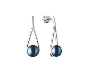 Elegante Perlen Ohrringe aus Silber 925 schwarze Perle in Farbe Tahiti 9 mm JOLIE