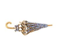 Elegante Regenschirm Strass Brosche aus Zinklegierung Blau für Damen | Vielseitiges Accessoire, für Freizeit und Formelle Kleidung, Einzigartige Form, Dezente Wirkung