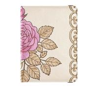 Elegante Reisepasshülle aus Leder, mit Rosenmuster, Pfirsichgold, dekorativ, für Familie, mit RFID-Blockierung, ultradünn, Elegant Rose Floral Pfirsich Gold, 1 size