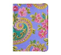 Elegante Reisepasshülle aus Leder, Paisleymuster, Blumenmuster, Lila, bunt, dekorativ, Kartenhalter, Reisepasshülle, leicht, Elegantes Paisleymuster, Blumenmuster, Violett und bunt, 1 size