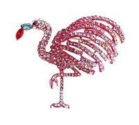 Elegante rosa Flamingo-Vogel Strass Brosche für Frauen Mädchen Mode übertriebene Tier-Anstecknadeln Kleid Zubehör Geburtstag Weihnachten Party Schmuck zierliches Geschenk, Strassstein, nicht bekannt