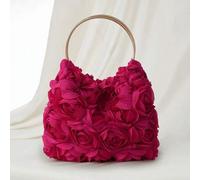 Elegante Rose Blumen Abendtasche, Damen Formale Party Handtasche, Süßes Mädchen Handtasche, Einfarbige Eimer Tasche, Braut Handtasche (Muster zufällig
