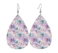 Elegante Schmetterlings-Ohrringe für Damen, modische tropfenförmige Leder-Ohrringe für Frauen, trendige, bunte Tränen-Ohrringe