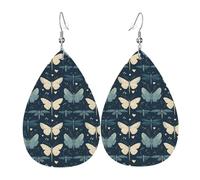 Elegante Schmetterlings-Ohrringe mit Libellen-Druck für Damen, modische Tropfenleder-Ohrringe für Frauen, trendige, bunte Tränen-Ohrringe