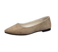 Elegante Schuhe Damen Flach - Ballerinas Ballerina Breite Füße Geschlossene Runde Zehe Flache Slip-On Damenschuhe Ballettschuhe Loafer Atmungsaktive Trachtenschuhe Walkingschuhe Khaki 36