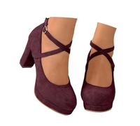 elegante schuhe damen flach beige, Trachtenschuhe Damen Dirndl Absatzschuhe Chunky Pumps Elegant Spangenpumps Rutschfest Hochzeitsschuhe Oktoberfest Klassisch Sandaletten Brautschuhe, Wein, 37