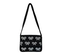 Elegante schwarze Perlen-Umhängetasche mit Schleifen-Akzenten, schicke, formelle und lässige Anlässe, leicht und langlebig (Bow Elegance), Bow Elegance, Compact