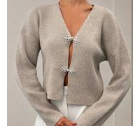 Elegante sexy Damen-Strickjacke im neuen chinesischen Stil mit Froschknöpfen, Winter-Damenpullover, flauschiger Strickpullover, Herbstkleidung für Dam