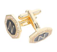 Elegante Strass Manschettenknöpfe mit Englischem Buchstabenmotiv für | Kupfer mit Funkelnden Strasssteinen, für Businesshemden und Formelle Anlässe, Modern und Edel