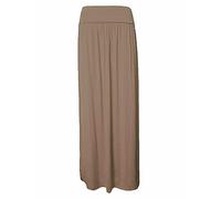 Eleganter, bequemer Maxirock mit hoher Taille, gefalteter Überrock, mokka, 46-48