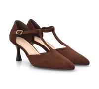 Eleganter, bequemer und vielseitiger Damen-Pumps mit mittelhohem Absatz und T-Riemen. EIN klassisches Design, perfekt für Herbst und Winter. Mit Schnallenverschluss und Stilettoabsatz.