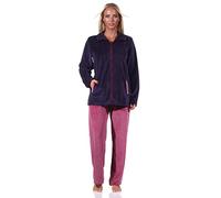 Eleganter Damen Hausanzug in Streifenoptik, Homewear Nicky Velvet - 212 216 98 237, Farbe:Marine, Größe:52-54
