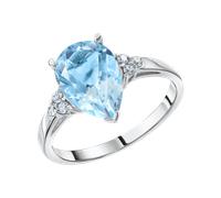 Eleganter Damenring aus 925er Silber mit Sky-Topas und Zirkonia