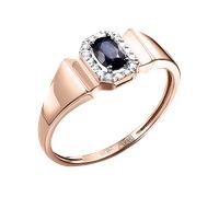 Eleganter Damenring, Russisches Rotgold 585, mit Brillanten 16 Stück ca. 0,058 ct. HSI und mit 1 Saphir ca. 0,312 ct. 16 mm (50)