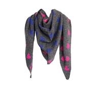 Eleganter Dreiecksschal mit Herzmuster für Damen 200x90 cm ideal für kühle Tage Anthrazit/Blau