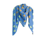 Eleganter Dreiecksschal mit Herzmuster für Damen 200x90 cm ideal für kühle Tage Blau/Orange