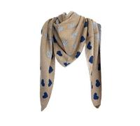 Eleganter Dreiecksschal mit Herzmuster für Damen 200x90 cm ideal für kühle Tage Braun/Dunkelblau