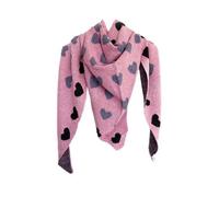 Eleganter Dreiecksschal mit Herzmuster für Damen 200x90 cm ideal für kühle Tage Grau/Rosa