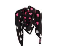 Eleganter Dreiecksschal mit Herzmuster für Damen 200x90 cm ideal für kühle Tage Schwarz/Pink