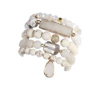 Eleganter handgefertigter Stein-Perlenschmuck, natürliche Textur, für Freunde oder Liebhaber, Geschenk, Naturstein